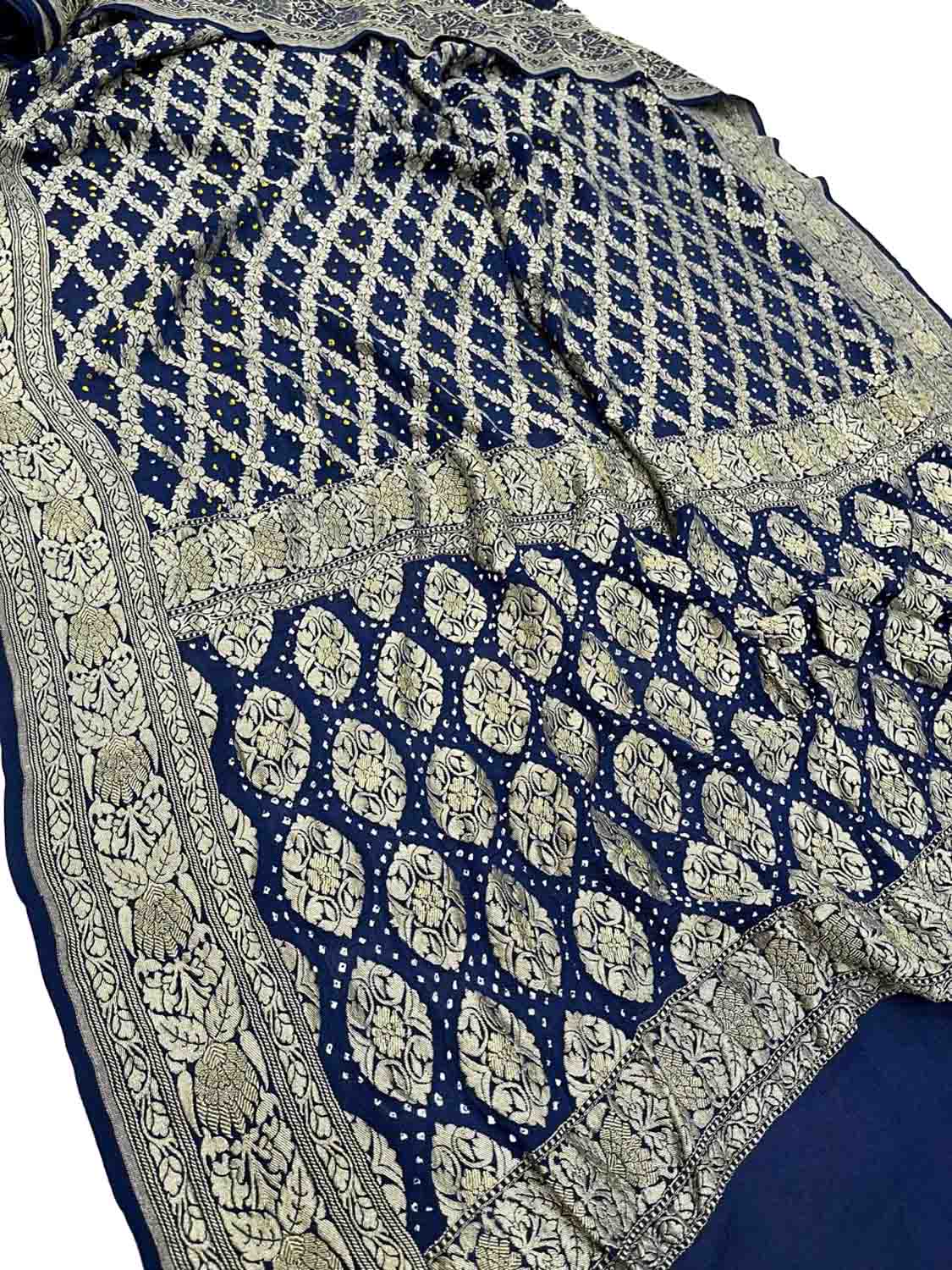 Blue Banarasi Bandhani Georgette Saree - Elegant and Traditional - Luxurion World