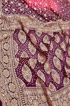 Pink & Maroon Banarasi Bandhani Georgette Saree - Luxurion World