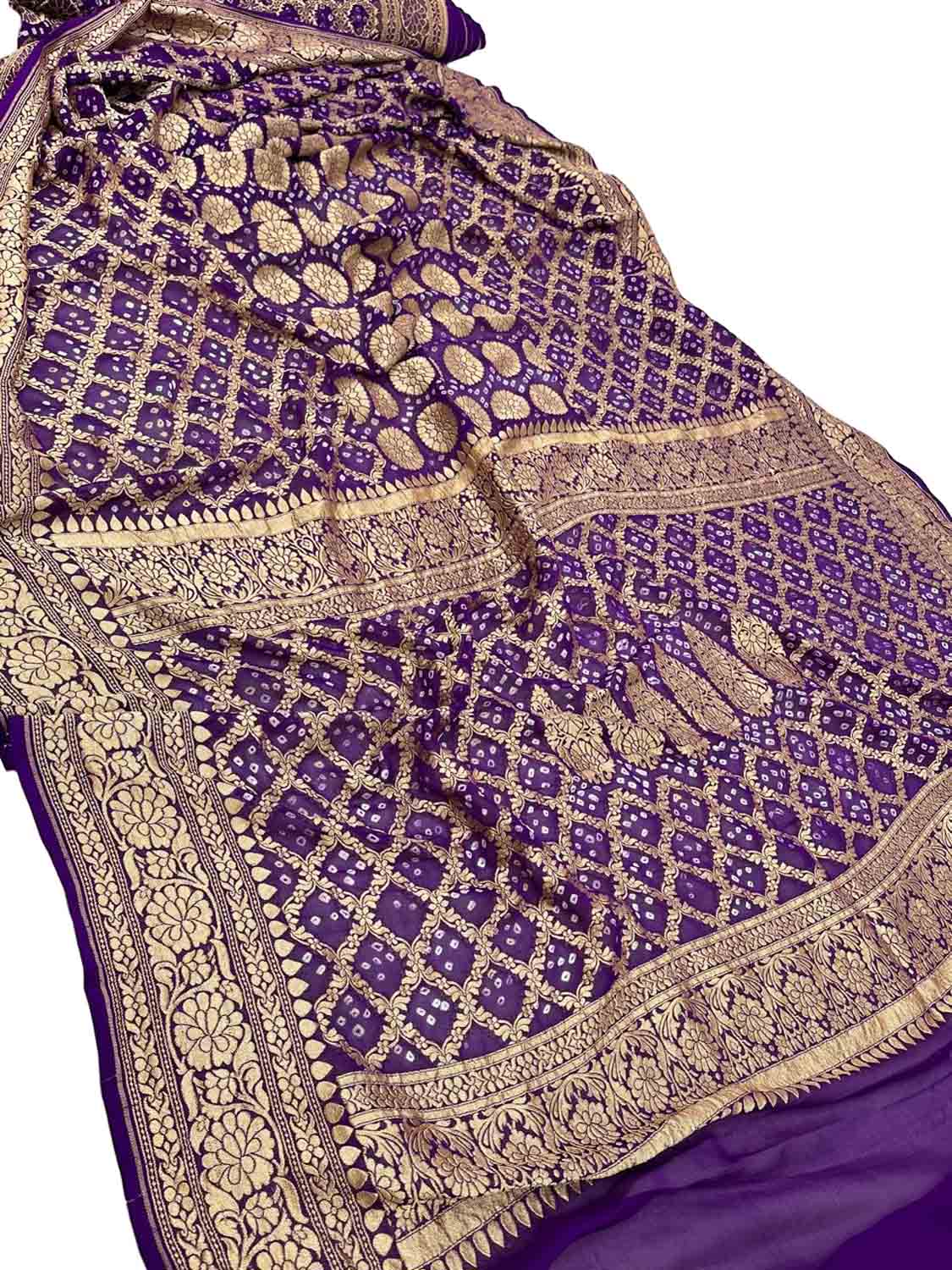Elegant Purple Bandhani Georgette Saree - Luxurion World
