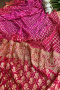Stunning Pink Banarasi Bandhani Pure Georgette Saree - Luxurion World