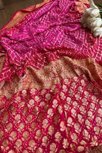 Stunning Pink Banarasi Bandhani Pure Georgette Saree - Luxurion World