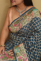Elegant Blue Banarasi Bandhani Pure Georgette Meenakari Saree - Luxurion World