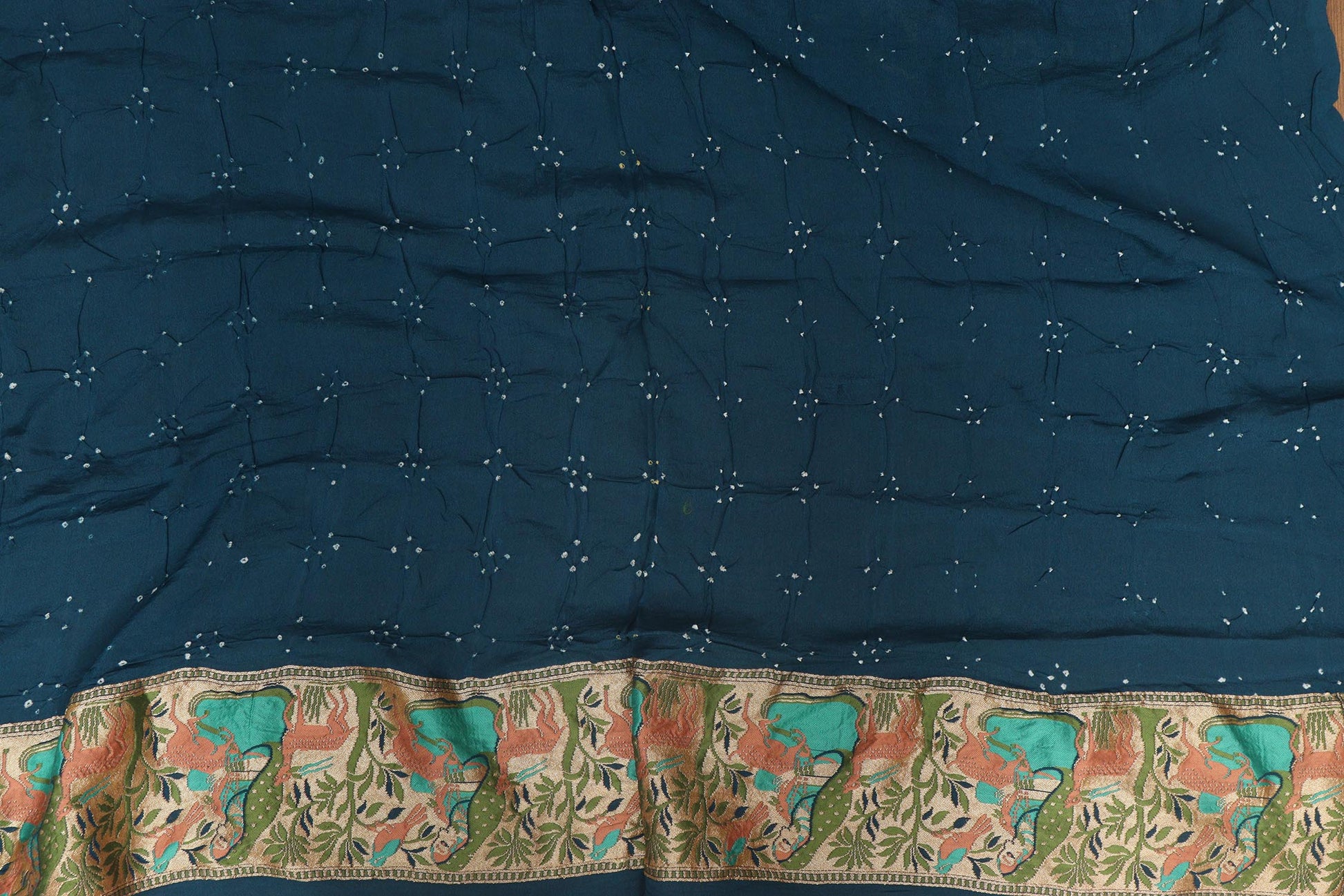 Elegant Blue Banarasi Bandhani Pure Georgette Meenakari Saree - Luxurion World
