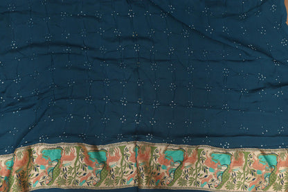 Elegant Blue Banarasi Bandhani Pure Georgette Meenakari Saree - Luxurion World