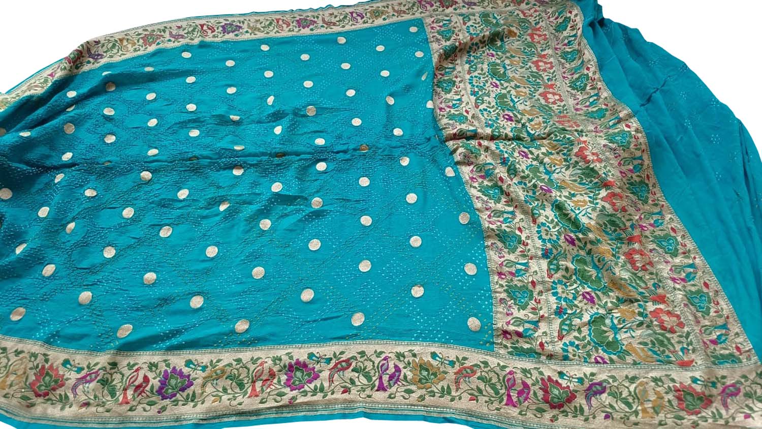 Elegant Blue Banarasi Bandhani Pure Georgette Meenakari Saree - Luxurion World