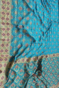 Elegant Blue Banarasi Bandhani Pure Georgette Meenakari Saree - Luxurion World