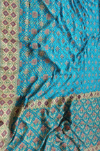 Elegant Blue Banarasi Bandhani Pure Georgette Meenakari Saree - Luxurion World