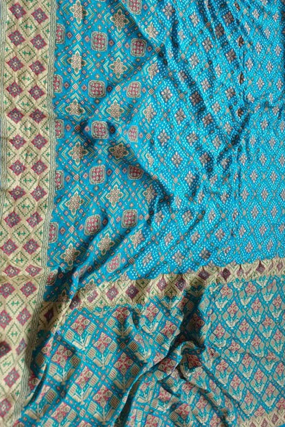 Elegant Blue Banarasi Bandhani Pure Georgette Meenakari Saree - Luxurion World