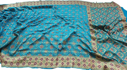 Elegant Blue Banarasi Bandhani Pure Georgette Meenakari Saree - Luxurion World