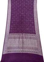 Purple Pure Banarasi Moonga Silk With Hand Rai Bandhej Work Saree - Luxurion World
