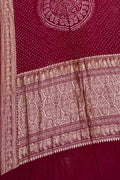 Red Pure Banarasi Moonga Silk With Hand Rai Bandhej Work Saree - Luxurion World