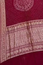Red Pure Banarasi Moonga Silk With Hand Rai Bandhej Work Saree - Luxurion World