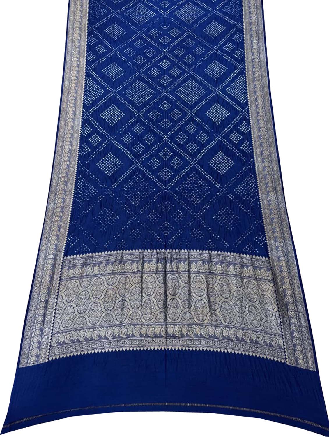 Elegant Blue Pure Banarasi Moonga Silk With Hand Rai Bandhej Work Saree - Luxurion World