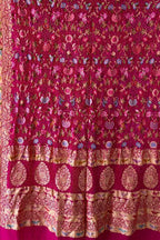 Stunning Pink Pure Georgette Banarasi Bandhani Meenakari With Rai Bandhej Work Saree - Luxurion World