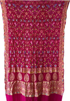 Stunning Pink Pure Georgette Banarasi Bandhani Meenakari With Rai Bandhej Work Saree - Luxurion World