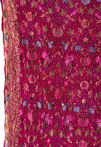 Stunning Pink Pure Georgette Banarasi Bandhani Meenakari With Rai Bandhej Work Saree - Luxurion World