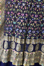 Blue Pure Georgette Banarasi Bandhani Meenakari With Rai Bandhej Work Saree - Luxurion World