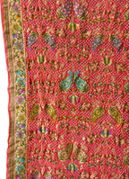 Elegant Peach Pure Georgette Banarasi Bandhani Meenakari With Rai Bandhej Work Saree - Luxurion World