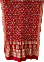Red Pure Georgette Banarasi Bandhani Meenakari With Rai Bandhej Work Saree - Luxurion World