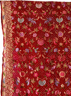 Red Pure Georgette Banarasi Bandhani Meenakari With Rai Bandhej Work Saree - Luxurion World