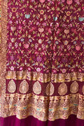 Elegant Purple Pure Georgette Banarasi Bandhani Meenakari With Rai Bandhej Work Saree - Luxurion World