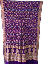 Elegant Purple Pure Georgette Banarasi Bandhani Meenakari With Rai Bandhej Work Saree - Luxurion World