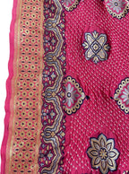 Pink Banarasi Bandhani Pure Georgette Saree - Luxurion World