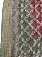 Grey And Red Banarasi Bandhani Pure Georgette Saree - Luxurion World