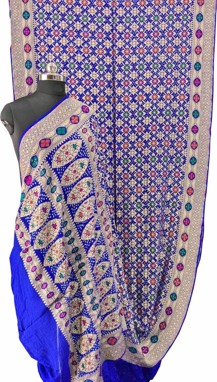 Stunning Blue Banarasi Bandhani Georgette Saree - Luxurion World