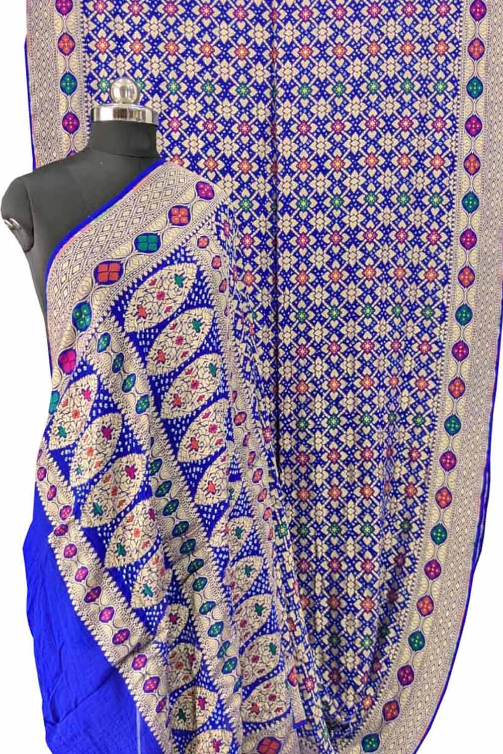 Stunning Blue Banarasi Bandhani Georgette Saree - Luxurion World