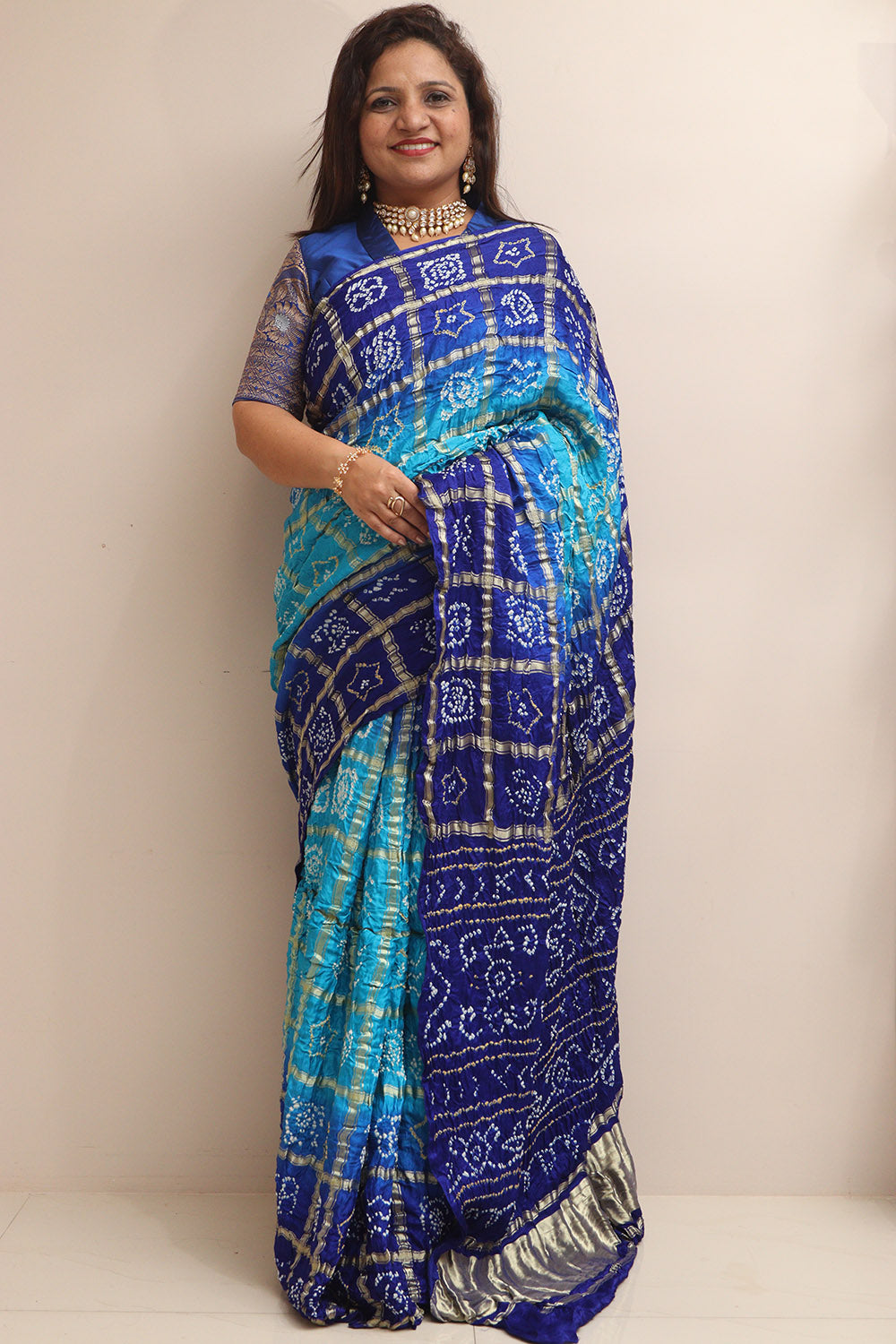 Blue Bandhani Pure Gajji Silk Saree: Elegant and Timeless - Luxurion World