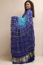 Blue Bandhani Pure Gajji Silk Gharchola Saree: Elegant and Timeless - Luxurion World
