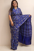 Elegant Blue Bandhani Pure Gajji Silk Gharchola Saree - Luxurion World