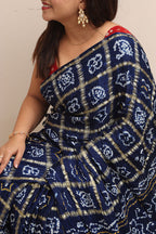 Elegant Blue Bandhani Pure Gajji Silk Gharchola Saree - Luxurion World