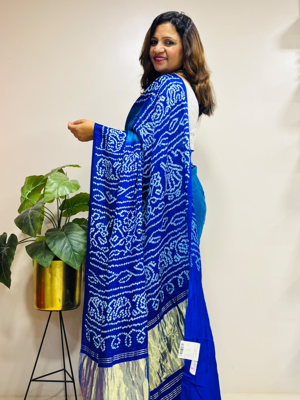 Blue Bandhani Gajji Silk Saree — Rai Bandhej, Festive
