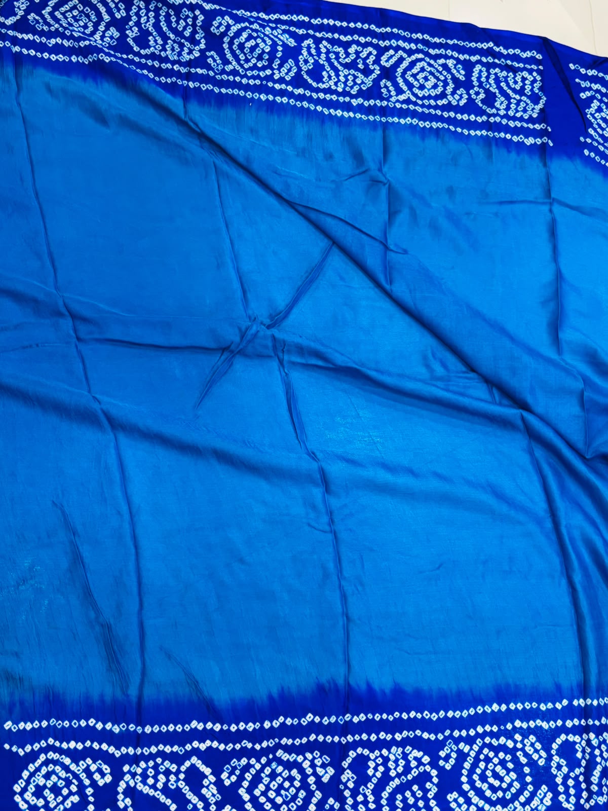 Blue Bandhani Gajji Silk Saree — Rai Bandhej, Festive