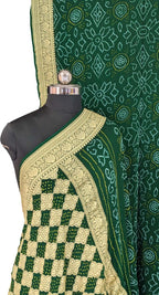 Green Bandhani Hand Bandhej Pure Georgette Saree - Luxurion World