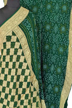 Green Bandhani Hand Bandhej Pure Georgette Saree - Luxurion World