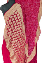 Stunning Pink Bandhani Hand Bandhej Pure Georgette Saree - Luxurion World