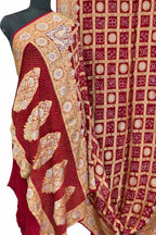 Red Bandhani Bandhej Pure Georgette Sona Roopa Saree - Luxurion World