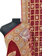 Red Bandhani Bandhej Pure Georgette Sona Roopa Saree - Luxurion World