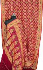 Stunning Pink Bandhani Bandhej Pure Georgette Meenakari Saree - Luxurion World