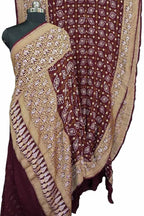 Elegant Maroon Bandhani Bandhej Pure Georgette Sona Roopa Saree - Luxurion World
