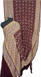 Elegant Maroon Bandhani Bandhej Pure Georgette Sona Roopa Saree - Luxurion World