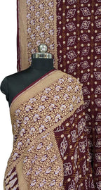 Elegant Maroon Bandhani Bandhej Pure Georgette Sona Roopa Saree - Luxurion World