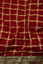 Maroon Bandhani Gharchola Madhurai Cotton Baraat Design Border Saree - Luxurion World