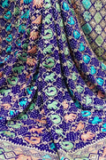 Blue Banarasi Bandhani Pure Georgette Meenakari Saree - Luxurion World