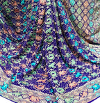 Blue Banarasi Bandhani Pure Georgette Meenakari Saree - Luxurion World