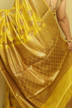 Yellow Bhagalpur Tussar Moonga Silk Saree - Luxurion World