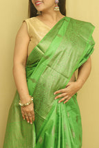 Green Bhagalpur Silk Saree - Luxurion World
